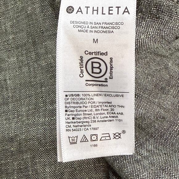 ATHLETA Voyager Tank Top Size M 100% Linen Aspen Olive Gray Adjustable Straps - Picture 10 of 13
